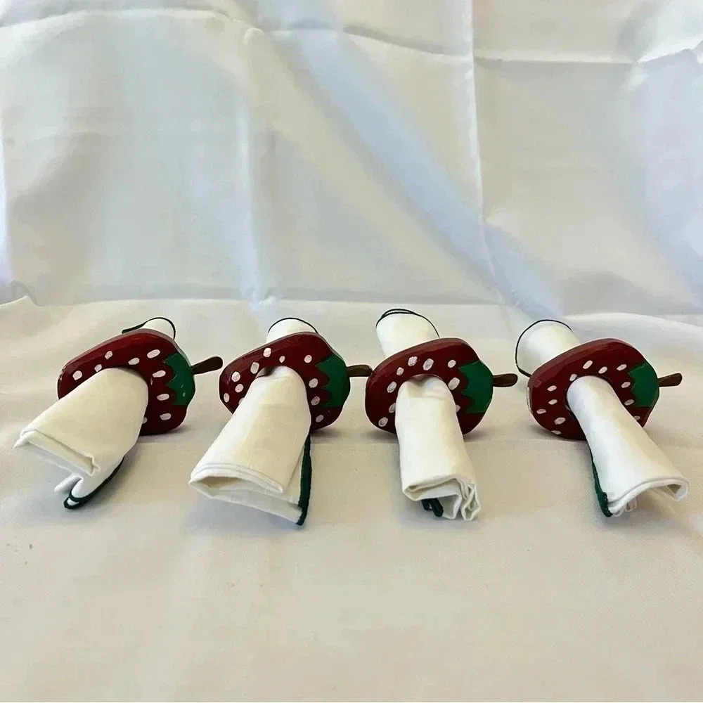 Adorable Wooden Painted Strawberry Napkin Holders